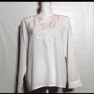 White Beaded Blouse SZ12
